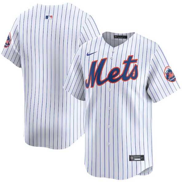 Men's New York Mets Blank 2024 White Home Limited Stitched Baseball Jersey Dzhi